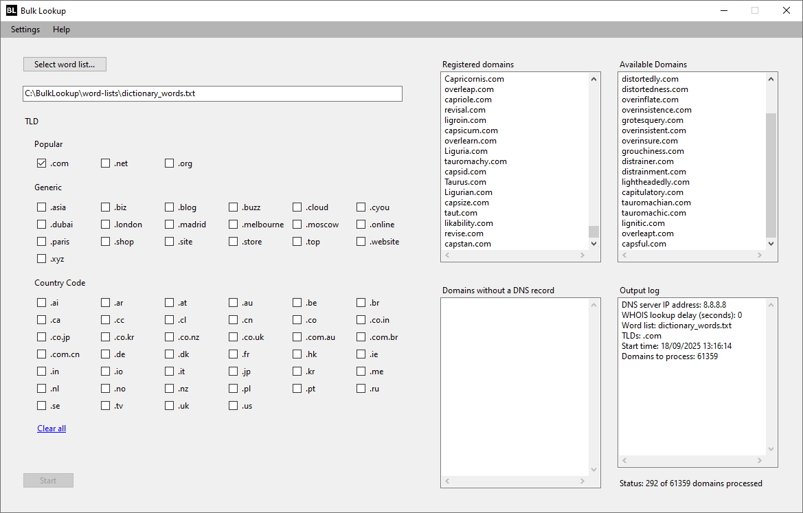 A picture of the Bulk Lookup app.
